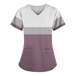 Conjuntos de algodón y poliéster para enfermera superventas para mujer con cuello levantado, traje de uniforme de hospital de manga corta en tela de lona - Product Image 4