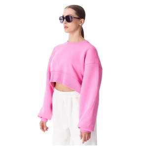 Sudadera Corta de Invierno Personalizada para Mujer, Transpirable, 100% Algodón, Lisa, de Manga Larga, Estilo Urbano - Product Image 2