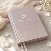 Carnet de prière LABON personnalisé A5 « Peace Be Still » en PU rose, couverture rigide, pour dévotion et étude biblique, avec rubans, idéal pour l'église, OEM
