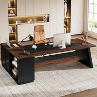 Escritorio Ejecutivo en Forma de L OEM, Escritorio de Oficina Grande con Cajones, Archivador, Muebles Modernos para Oficina en Casa, Color Nogal Negro