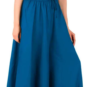 Pantalon en rayonne de viscose bleue pour femme respirant et décontracté avec fermeture élastique taille moyenne techniques teintes unies pour l'été - Product Image 1