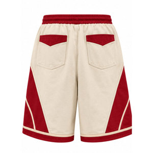 Delta Sigma Theta <b>Red</b> And Cream Cotton Bermuda <b>Shorts</b> With Front Logo Drawstring Waist Casual Style - Product Image 3