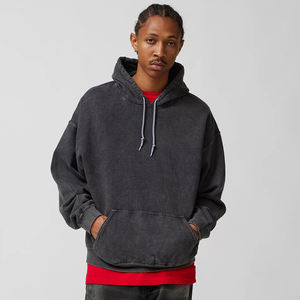 Sweat à capuche pour homme surdimensionné délavé à l'acide Streetwear Vintage Blanks Drop Shoulder Pull à imprimé graphique personnalisé Faded OEM Hoodies - Product Image 1