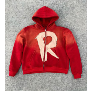 Sudadera con capucha con cremallera desgastada de peso pesado francés con bordado personalizado y lavado ácido - Product Image 1