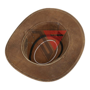 Gran oferta, sombrero de cuero de vaca para niño, sombreros de cuero de vaca genuino a la moda para vaquero, Tira trenzada de cuero con ajuste Concho de latón - Product Image 6