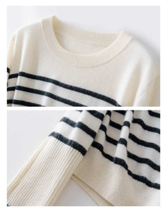 เสื้อสเวตเตอร์คอกลมแขนยาวลำลองสำหรับผู้หญิงเสื้อกันหนาวผ้าฝ้าย100% ระบายอากาศได้ดีน้ำหนักเบา - Product Image 2