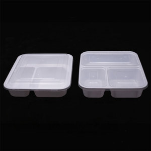 Dipsaoble กล่องใส่อาหารพลาสติกใสไมโครเวฟมีฝาปิด3ช่องกล่องอาหารกลางวันฟาสต์ฟู้ดสำหรับร้านอาหาร - Product Image 2