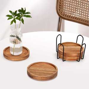 Stylish Wooden Coasters Rustic Natural Drink Mats Perfect for <b>Table</b> <b>Protection</b> in Home and Office Use - Product Image 4