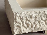 Lavabo double en marbre blanc beige, surface extérieure sculptée à la main, lavabo double pour salle de bain, taille personnalisée