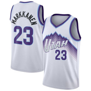 Maillot de basket-ball - Base blanche, numéro bleu, sans manches, design haut de gamme, vêtements d'équipe pour les fans - Product Image 1