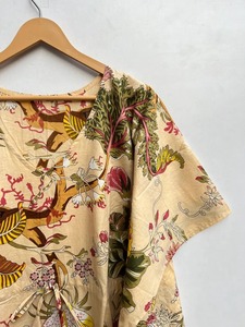 Caftan floral beige longue robe caftan pour les mamans plage couvrir vêtements de nuit indien caftan longue robe Maxi cadeau coton caftan - Product Image 5