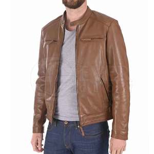 Venta al por mayor de moda con cremallera Pu chaquetas de cuero para los hombres de moda chaqueta de cuero de moda hecha en Pakistán chaqueta de cuero de moda - Product Image 4