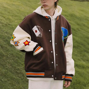 แจ็กเก็ตผ้ากำมะหยี่ปักโลโก้ผ้าวูลผสมแจ็คเก็ตทีมเบสบอลของผู้ชายแจ็คเก็ตเลตเทอร์แมนลำลองออกแบบได้ตามต้องการ - Product Image 1