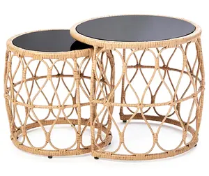 Decoration Outdoor Side Table Accent OEM Rattan Patio Seating Set Wicker Rattan Nesting Table Suitable For Home Decoration