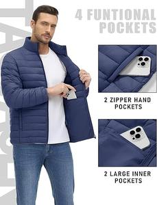Wholesale <b>Mens</b> Hooded Padded Winter <b>Jacket</b> Windproof Puffer Coat with Zipper and Front Logo - Product Image 5