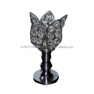 Bougeoir cristal en forme de cœur, décor en argent, autre support de bougie brillante pour l'intérieur et l'extérieur - Product Image 5