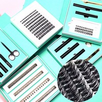 Pestañas Postizas de PBT Naturales en Racimo, Hechas a Mano, 5 Filas, Little Devil, Empaque Mixto, Logotipo Personalizado, Extensiones de Pestañas DIY