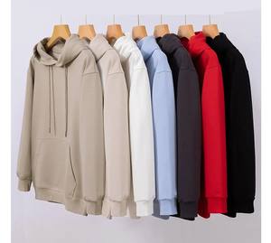 Venta al por mayor de sudaderas con capucha en blanco con logotipo personalizado liso impreso poliéster polar canguro jersey de gran tamaño cuerdas para hombres - Product Image 2