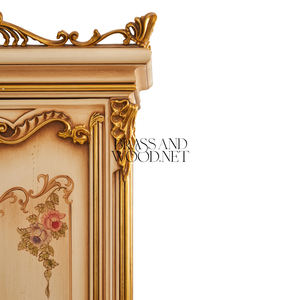 Armoire simple de style français de luxe avec motifs floraux peints à la main et accents de feuille d'or ornée pour le rangement de chambre de palais - Product Image 4