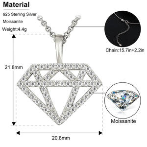 Elegante lujo 925 plata esterlina Moissanite diamante silueta colgante collar Hip Hop moda helado encanto - Product Image 4