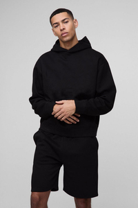 Conjuntos de pantalones cortos y Sudadera con capucha 100% algodón diseño más nuevo logotipo personalizado Drop Shoulder Twin Set para hombres - Product Image 3