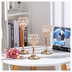 Table Decorative Gold Crystal <b>Candle</b> Holders Candlesticks <b>Set</b> for Wedding Centerpiece - Product Image 3
