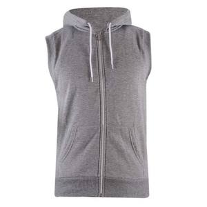 <b>Men's</b> <b>Sleeveless</b> Zip up <b>Hoodie</b> Solid Pattern Bodybuilding Gym Tank Tops Plus Size Stringer <b>Hoodie</b> 100% Cotton Gym Fitness Wear - Product Image 1