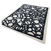 Nouvelle Tendance : Tapis Rectangulaire Moderne 100% Laine, Abstrait, Professionnel, Tufté à la Main, avec Broderie Coton, Maille Rembourrée et Antidérapante pour Animaux de Compagnie