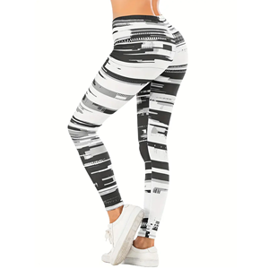 Mallas de contorno de cintura alta con costura personalizada, pantalones de yoga transpirables para entrenamiento, mallas deportivas para gimnasio, conjunto de 2 piezas de talla grande - Product Image 6