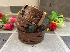 Hand <b>Tooled</b> <b>Leather</b> <b>Belts</b> <b>Leather</b> Buckle <b>Belt</b> Stylish Hot Sale Handmade <b>Belts</b> Brown Color - Product Image 2