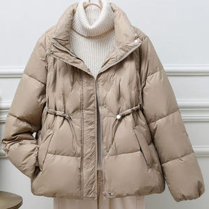 Chaquetas de algodón delgadas de longitud media Chaqueta de algodón con capucha para mujer - Product Image 3