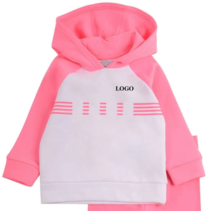 Meilleure qualité de survêtement pour filles deux pièces enfants pull à capuche deux tons couleurs confortable tissu doux respirant décontracté - Product Image 5