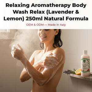 Gel Douche Relaxant Aromathérapie 250ml Formule Liquide Lavande Citron Herbes Naturelles OEM Marque Privée Italie RedMoringa - Product Image 2
