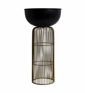 Jardinière en métal gris avec support, décoration de sol pour la maison et le jardin, pots à fleurs avec support doré, design de pot - Product Image 2