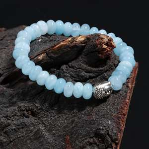 Beautiful Genuine Aquamarine <b>Bracelet</b> for <b>Men</b> Women Milky Quartz <b>Beads</b> Buddha Charm Gemstone Power Protection Stress Relief Gift - Product Image 3