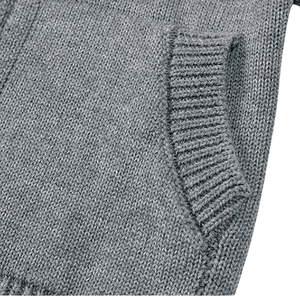 Pull d'école zippé en gros, col en V, coton et polyester, confortable, respirant, fournisseur de tricots uniformes - Product Image 2