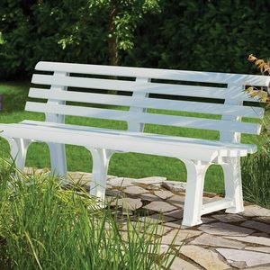 Panca da giardino 3 posti bianca 145x49x74 cm durevole da esterno in polipropilene mobili da giardino - Product Image 3