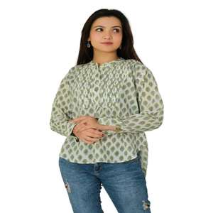 Chemisier bohème en coton à manches courtes pour femmes, décontracté d'été, chemises légères d'inspiration hippie - Product Image 1