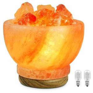 Artisan Carved <b>Himalayan</b> <b>Salt</b> Bowl <b>Lamp</b> with Glowing <b>Rocks</b> for Luxury Home Decor and Stress Relief Ambiance - Product Image 3