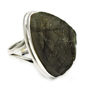 Joyería de piedras preciosas hechas a mano Vintage Natural de Plata de Ley 925 con anillo de piedras preciosas en bruto de labradorita antigua especial - Product Image 3