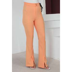 Pantalones de mujer casuales de doble botón, estilo español, acampanados, talla XL, de pierna ancha, a la moda, transpirables, tipo cargo con técnica de arrugado - Product Image 2