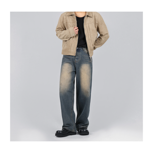 Men's <b>jeans</b> HOOR Korea Oversized Denim Trousers Unisex 3COLOR <b>Soft</b> Cotton Casual Trendy Street Look Everyday Outfit Pants H5005 - Product Image 4