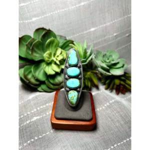 Carlos Francisco <b>Adjustable</b> Sonoran Mountain Turquoise & Sterling Silver <b>Ring</b> Bezel Set Natural Stone for Everyday Wear - Product Image 1