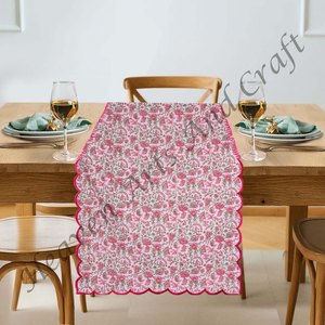Mejor precio 100% puro algodón bordado borde caminos de mesa tradicional mano bloque estampado Floral tela tiempo limitado venta para el hogar - Product Image 2