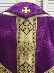 Tissu brocart de chasuble mariale avec uniforme d'église en fil d'argent fait à la main au Pakistan - Product Image 6
