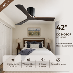 42 Inch Bedroom <b>Ceiling</b> Fan No <b>Light</b> with <b>Remote</b> <b>Control</b>, Quiet DC Motor Wood <b>Ceiling</b> Fan for Living Room - Product Image 1