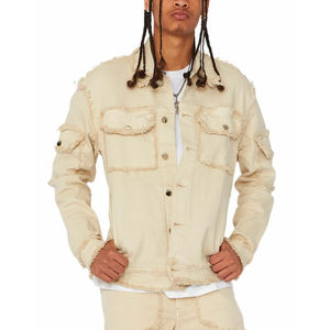 Veste en jean super personnalisée pour hommes veste en coton de créateur décontractée manteaux en jean à fermeture boutonnée OEM veste en jean pour hommes tenue décontractée - Product Image 1