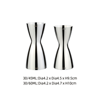 Jigger double 30/45 ml en acier inoxydable 304, poli miroir intérieur/extérieur, sans soudure, avec graduations gravées, pour bar et cocktails