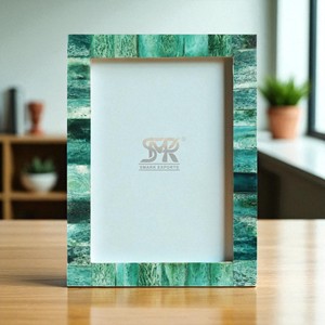 Green Bone Inlay Handmade <b>Photo</b> <b>Frame</b> with Flexi Glass Customizable Sizes Tabletop & Wall Display - Product Image 1