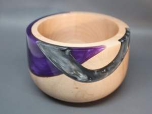 Bol en résine en bois de conception moderne sculpté à la main pièce maîtresse décorative rustique Accent de cuisine élégant pour la maison - Product Image 3